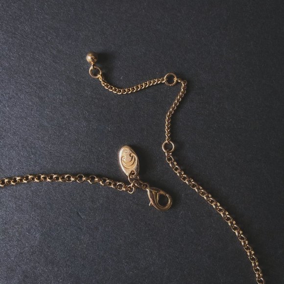 Art Deco Blue Rhinestone Gold Statement Necklace - Picture 8 of 9